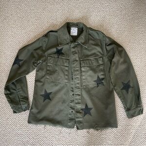 Vintage Military Jacket with Hand Painted Black Stars